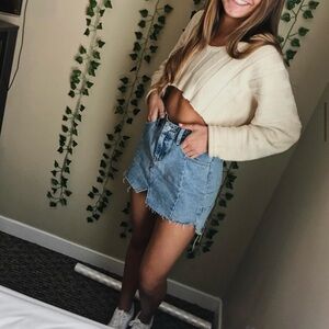 Forever 21 Cream Long Sleeve Sweater Top
